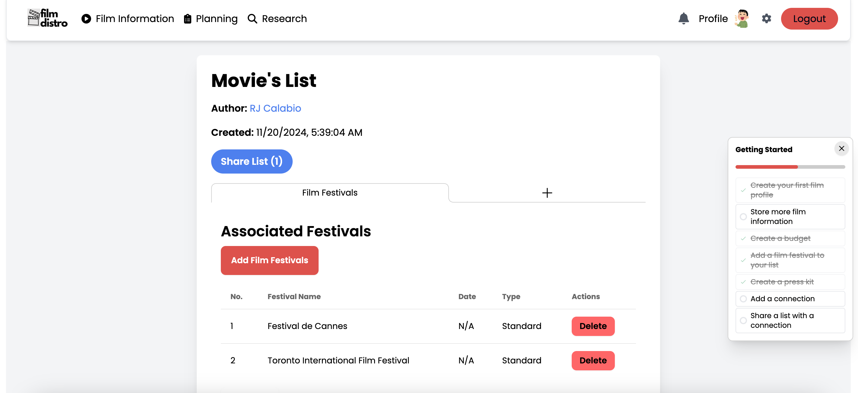 Save Your Film Information in One Easy to Access Location